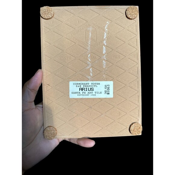 VTG 1988 Santa Fe Art Tile Cormorant Totem 6”x8” KWAKUITL Hand Painted Trivet - Picture 2 of 4